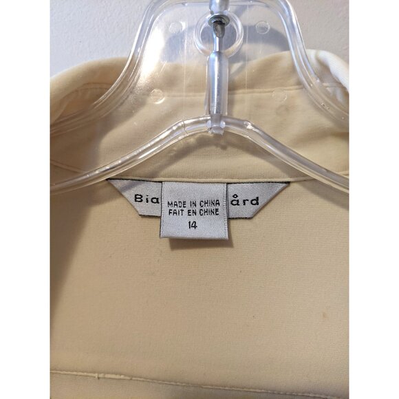 Vintage Pastel Yellow Colour Block Blouse Contrast Retro Long Sleeve Office 14 - Picture 8 of 11